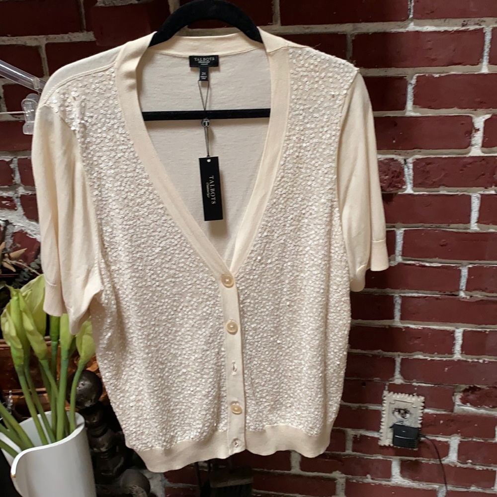 Talbots open front button down cardigan